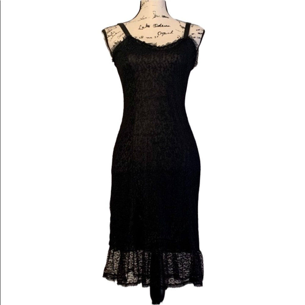 * ON HOLD FOR Huntress * Vintage Sexy Black Lace Slip - Picture 4 of 9